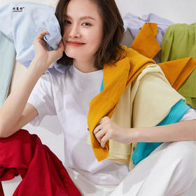 雀说100%纯棉透气女装新款宽松圆领短款男女同款情侣短袖T恤AL