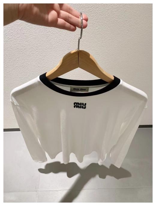 miumi~24早春系列白色字母logo 长袖T恤 商品图2