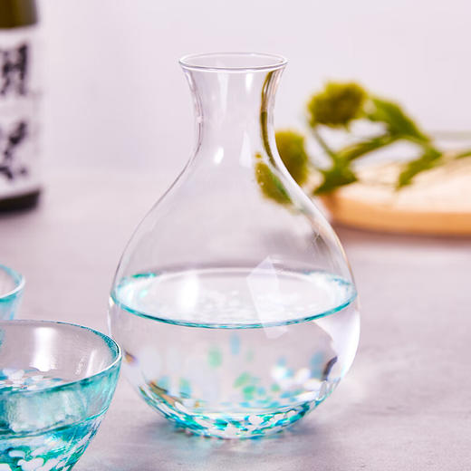 可可屋日本进口石塚硝子津轻手工匠心制作彩色玻璃酒具三件套一壶两杯 FS-71582 水芭蕉三件套 商品图4