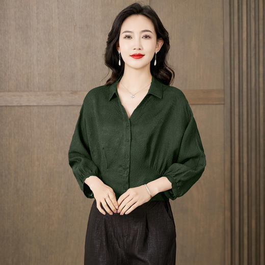 TC 221548香云纱真丝衬衣妈妈优雅洋气重磅桑蚕丝衬衫 商品图3