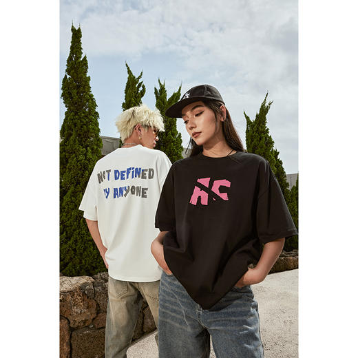 【Achock官方店】潮高街手写标语印花圆领五分袖美式嘻哈短袖T恤 商品图3