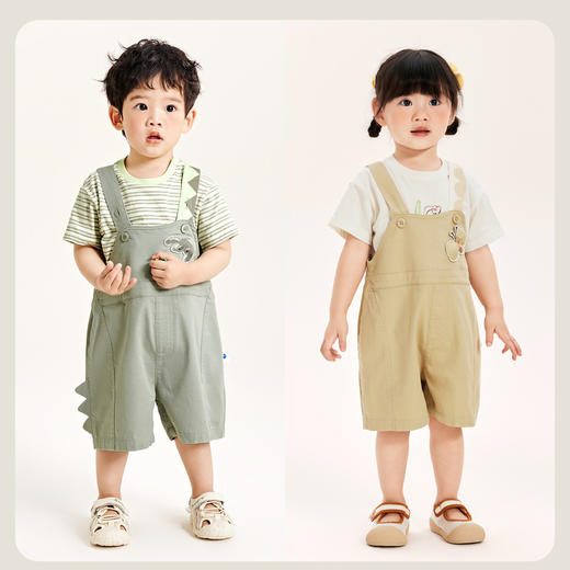 迷你巴拉男女童夏季新款柔弹T恤短裤套装柔弹清凉透气套装 商品图2
