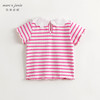 马克珍妮女童甜美娃娃领条纹短袖T恤儿童纯棉上衣夏装新款240733 商品缩略图2