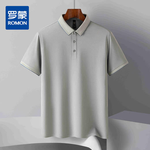 【含桑蚕丝&亚麻】罗蒙夏季男士t恤短袖polo衫舒适polo衫男短袖 商品图0