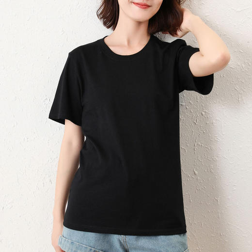 雀说100%纯棉透气女装新款宽松圆领短款男女同款情侣短袖T恤AL 商品图3