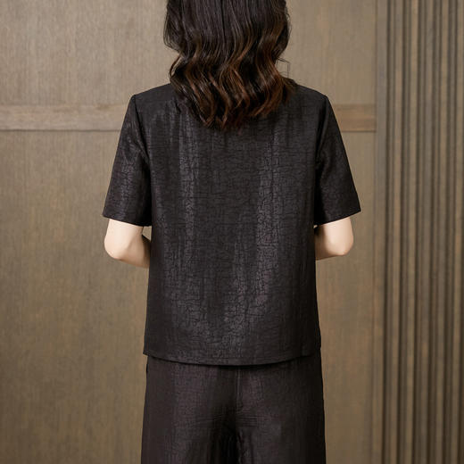 TC 221550龟裂纹香云纱上衣时尚纯色简约宽松显瘦T恤 商品图2