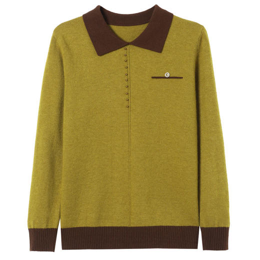 翻领长袖针织衫春款减龄遮肚子毛衣打底衫CC-77950 商品图4