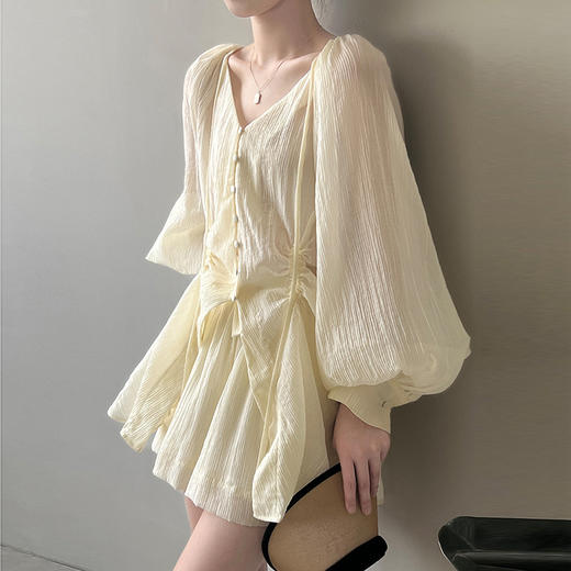 裁缝学苑AQ249防晒套装纸样女装泡泡袖系带V领衬衫高腰阔腿短裤样板 商品图3