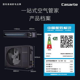 卡萨帝（Casarte）中央空调 风管机一拖一 银河Pro 大3匹嵌入式空调 新一级CANW7583ED(81)U1