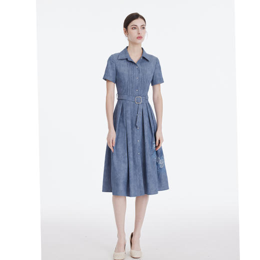 司歌刺绣短袖连衣裙修身显瘦A891166X 商品图4