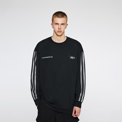 【Achock官方店】美式高街撞色条纹打底上衣潮牌简约圆领长袖T恤 商品图2