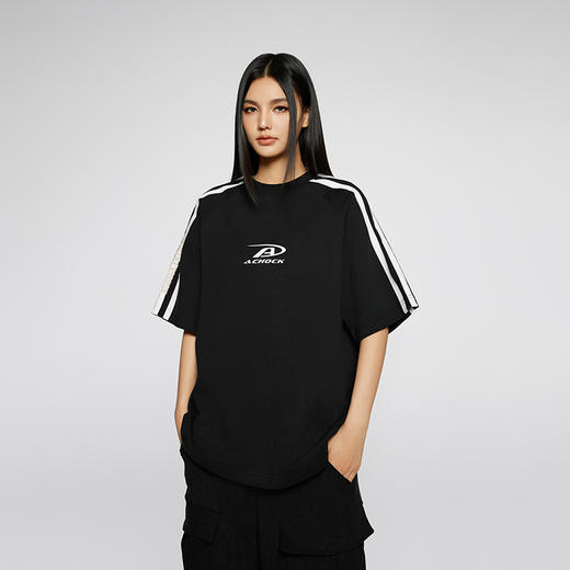 【🔥庞博文同款】潮牌拼接拼条印花重磅纯棉T恤美式高街宽松短袖 商品图1