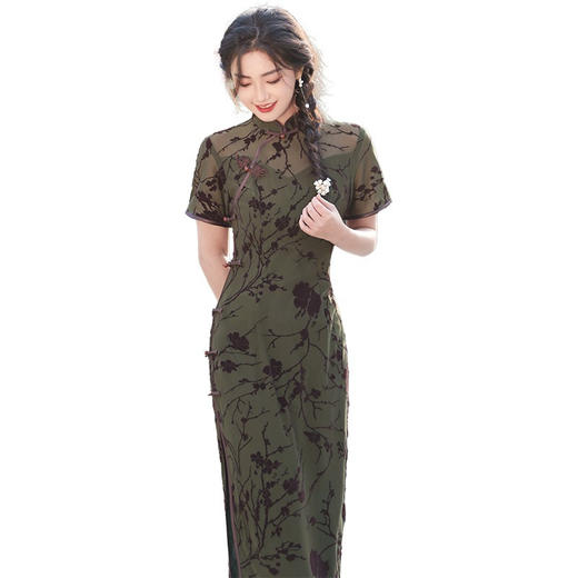 中式复古民国风，修身日常可穿老上海长款改良旗袍YG-2396 商品图4