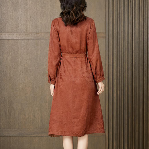 气质干练收腰，香云纱时尚桑蚕丝A字连衣裙KQN-221536 商品图1