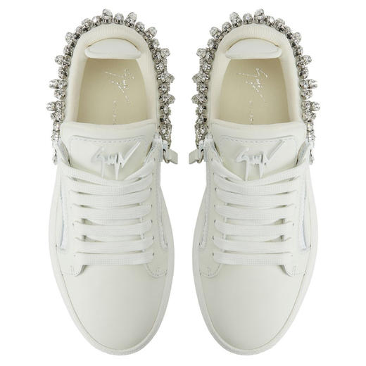 Giuseppe Zanotti 女士金属签名徽标 GZ94 金属配件，镶有水晶水钻低帮休闲运动鞋 白色 RW30009001 商品图3