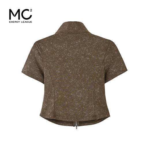 女装立领炒花腰部打褶短袖T恤-32010T4221003 商品图4