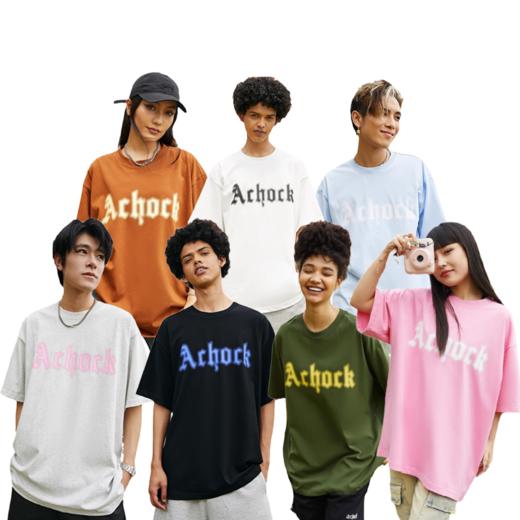 【Achock官方店】美式简约网点logo模糊印花基础短袖情侣嘻哈t恤 商品图1