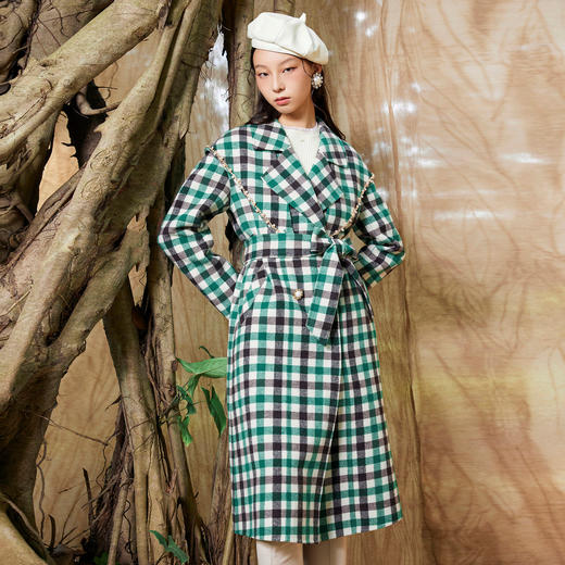 MAXRIENY格纹直身型大衣冬季复古学院风外套氛围感外衣女MS87CT755Z50 商品图3