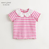 马克珍妮女童甜美娃娃领条纹短袖T恤儿童纯棉上衣夏装新款240733 商品缩略图1