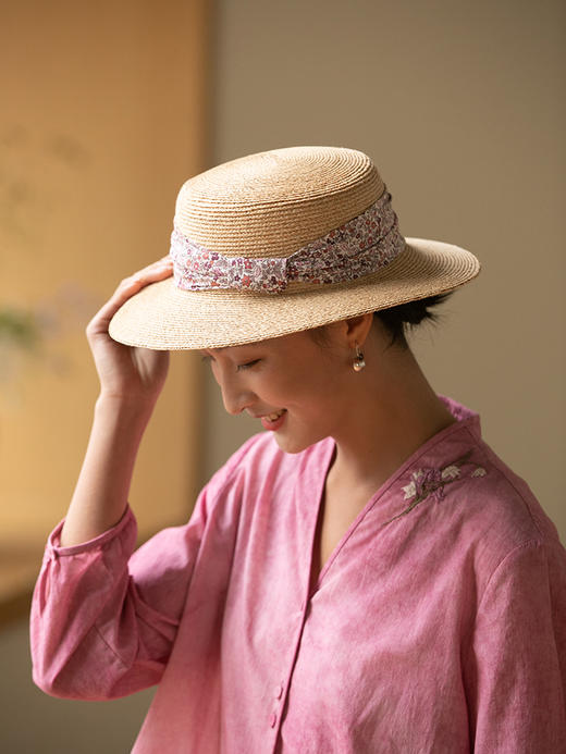 牧衣游 天然拉菲草帽子设计感出游平顶帽 思风【不支持会员折】 商品图3