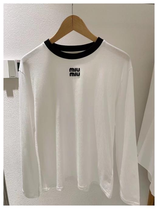 miumi~24早春系列白色字母logo 长袖T恤 商品图1