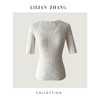LILIAN ZHANG 定制——U型圆领中袖羊毛套衫、坑条修身超显瘦2408002 商品缩略图1