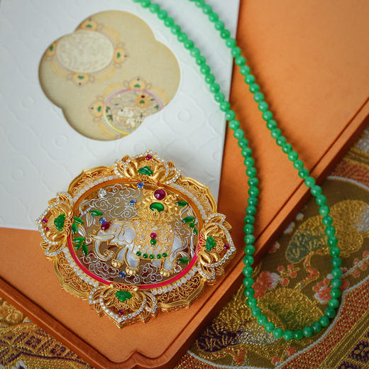 龢盒原创 18k金镶多宝太平吉祥古玉香囊 商品图0