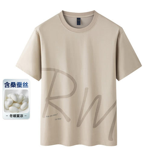【含桑蚕丝】罗蒙男士夏季时尚印花短袖t恤男休闲百搭男式t恤潮流短袖男 商品图1