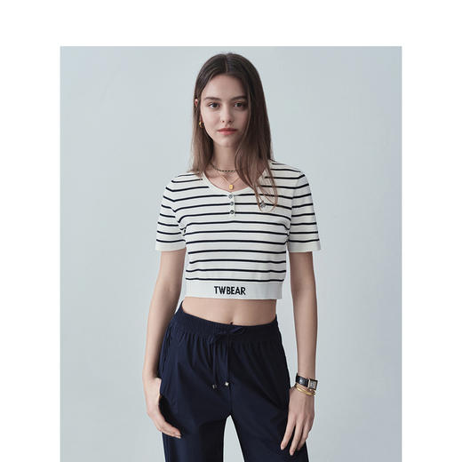 TeenieWeenie小熊字母条纹毛衣女夏季女毛衫TTKW242403P 商品图0