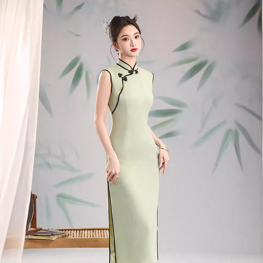 新中式国风，改良无袖气质长款旗袍XL-00197 商品图3