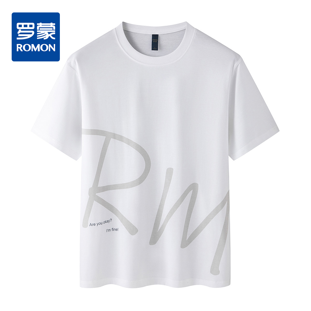 【含桑蚕丝】罗蒙男士夏季时尚印花短袖t恤男休闲百搭男式t恤潮流短袖男