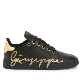 Giuseppe Zanotti 男士签名徽标印花低帮休闲运动鞋 黑色 RM40006002