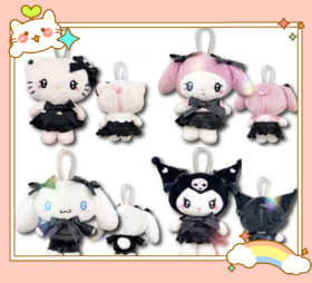 日本三丽鸥Sanrio黑丝爱心眼玩偶挂件库洛米玉桂狗Kitty