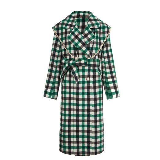 MAXRIENY格纹直身型大衣冬季复古学院风外套氛围感外衣女MS87CT755Z50 商品图4