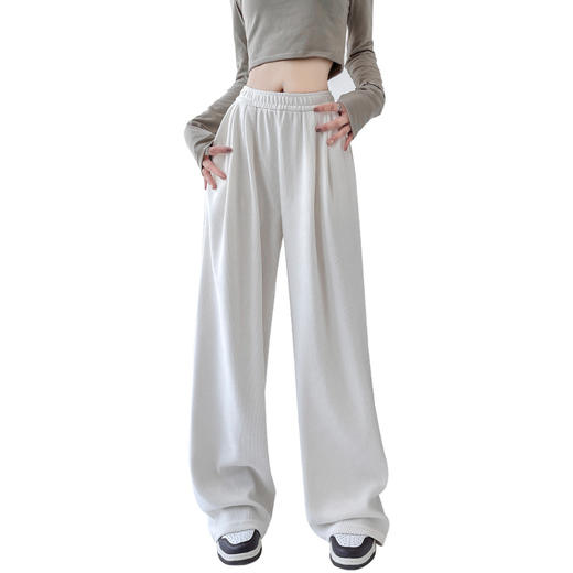 「木棉绒山本裤！垂感直筒」垂坠感裤子女春秋季高腰休闲针织阔腿裤直筒运动裤下装 商品图4