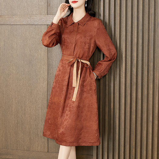 气质干练收腰，香云纱时尚桑蚕丝A字连衣裙KQN-221536 商品图2