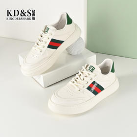 2024经典鲨男鞋春季上新白色英格兰花纹休闲鞋KG51-D14031