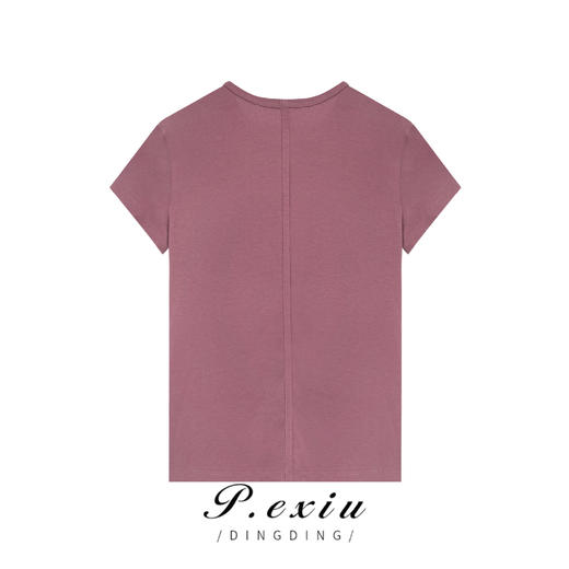 03-3潘依绣丁丁宠粉PanYiXiu/潘依绣【彩虹气泡水】定染色系高级感正肩百搭短袖T恤 W-61995 商品图1