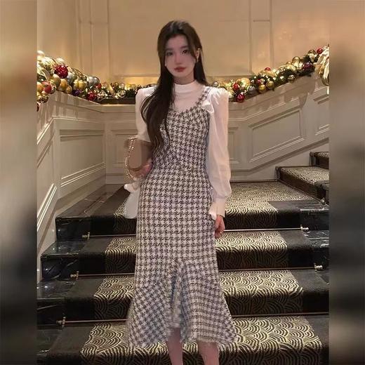 【GT商品推广】千鸟格小香吊带背心鱼尾裙GT2311136 商品图0