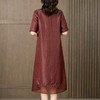 红色香云纱真丝连衣裙，宽松桑蚕丝改良版旗袍裙KQN-221542 商品缩略图3