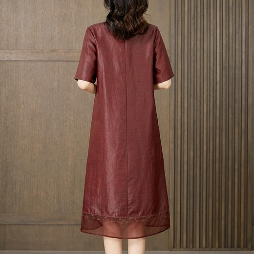 红色香云纱真丝连衣裙，宽松桑蚕丝改良版旗袍裙KQN-221542 商品图3