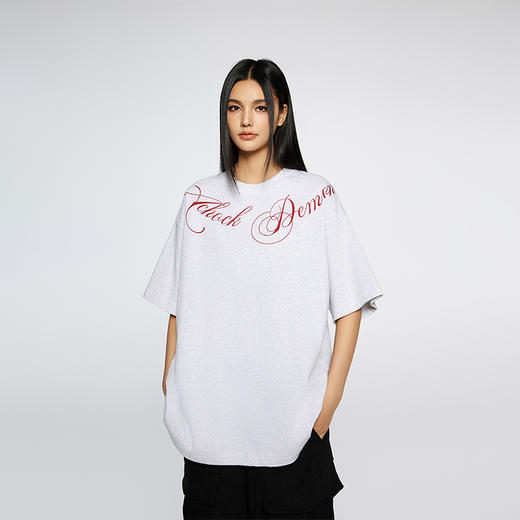 【Achock官方店】潮牌街头花体字印花T恤美式潮牌情侣圆领短袖男 商品图0