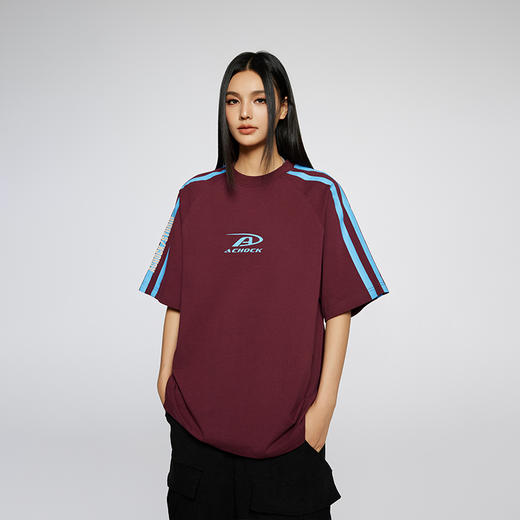 【🔥庞博文同款】潮牌拼接拼条印花重磅纯棉T恤美式高街宽松短袖 商品图0