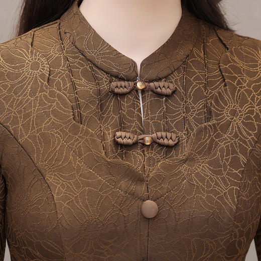 假两件中长裙，气质长袖连衣裙QYM-KED-H1681-Y 商品图3