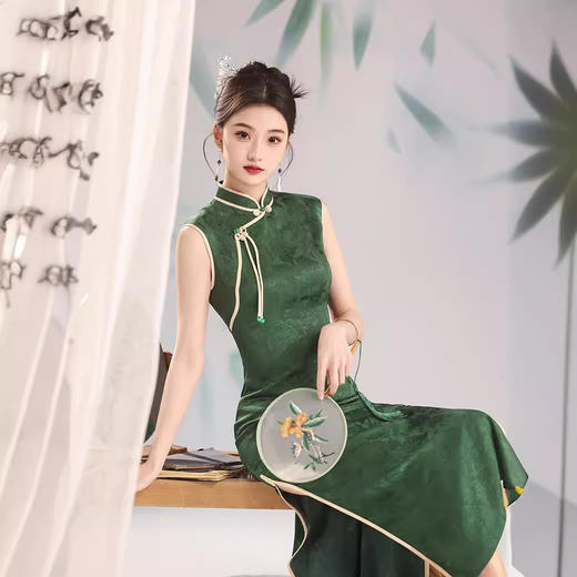 新中式国风，改良无袖气质长款旗袍XL-00197 商品图1