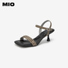 MIO米奥夏季方头高跟时装凉鞋舒适透气一字带细跟凉鞋女鞋M243141303 商品缩略图1
