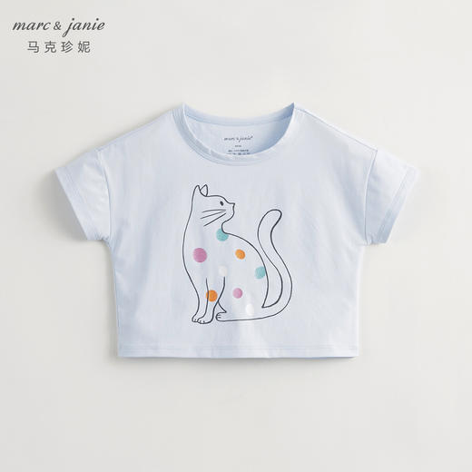 [棉感速干]马克珍妮女童动物涂鸦宽松短袖T恤上衣夏装新款240778 商品图1