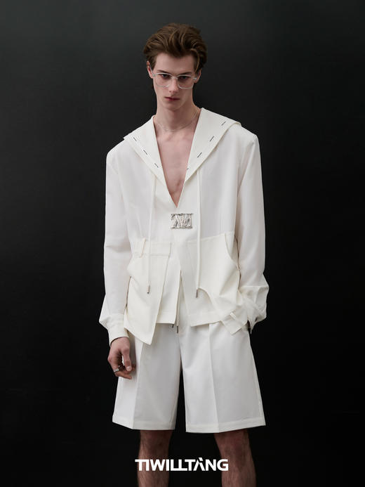 TIWILLTANG启世录“霄晨凌启”海军领腰头结构衬衫套装 商品图1