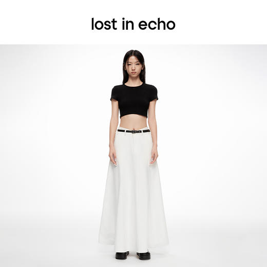 lost in echo2024春季新款设计师品牌及地长款酸洗牛仔伞裙 商品图3