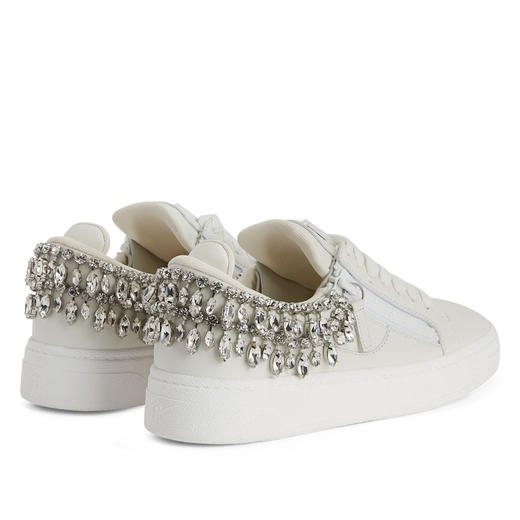 Giuseppe Zanotti 女士金属签名徽标 GZ94 金属配件，镶有水晶水钻低帮休闲运动鞋 白色 RW30009001 商品图2